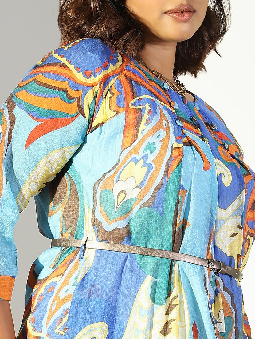 women printed round neck tiered dress - 21682089 - Standard Image - 5