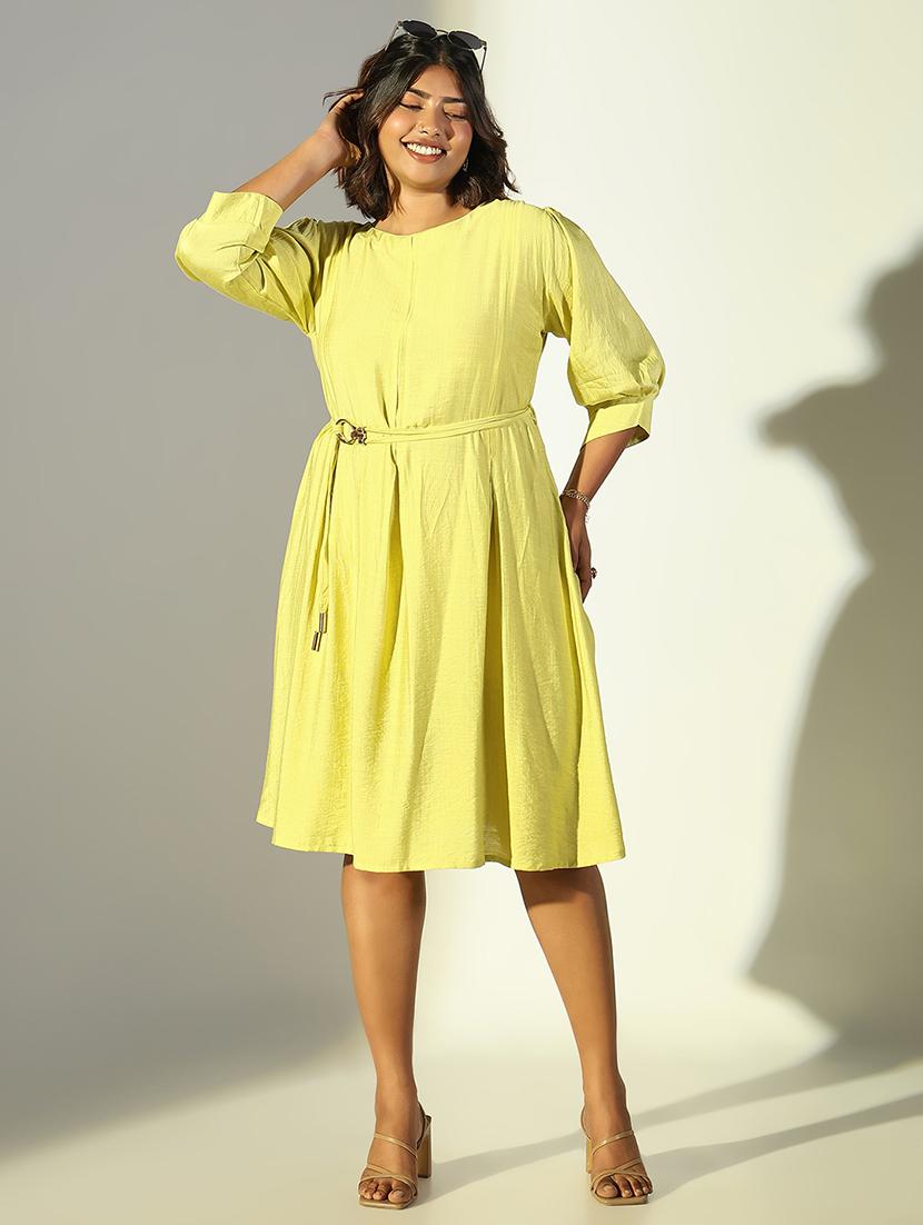 women solid round neck a-line dress - 21682091 - Zoom Image - 0