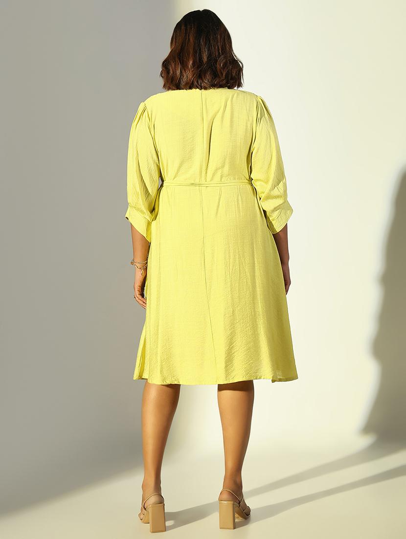 women solid round neck a-line dress - 21682091 - Standard Image - 3