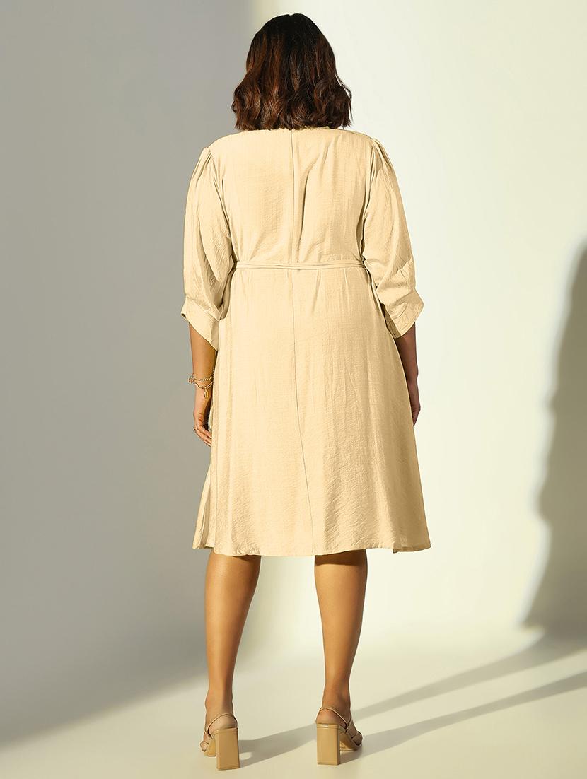 women solid round neck a-line dress - 21682092 - Standard Image - 3