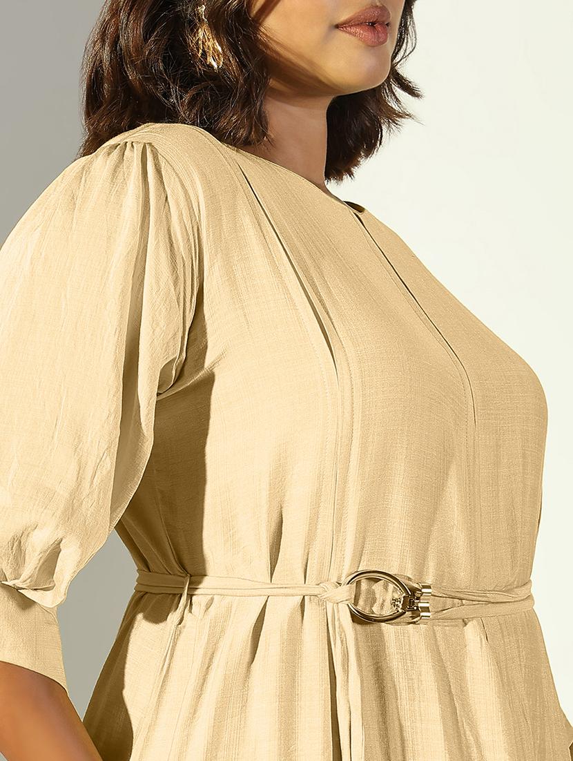 women solid round neck a-line dress - 21682092 - Standard Image - 5