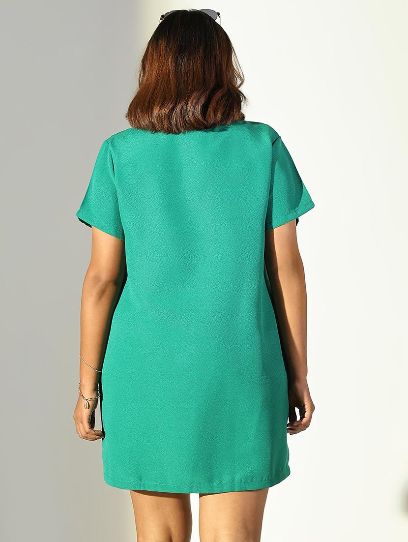 women solid round neck a-line dress - 21682096 - Standard Image - 3