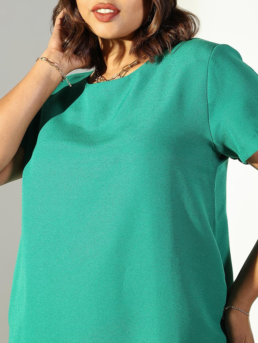 women solid round neck a-line dress - 21682096 - Standard Image - 5