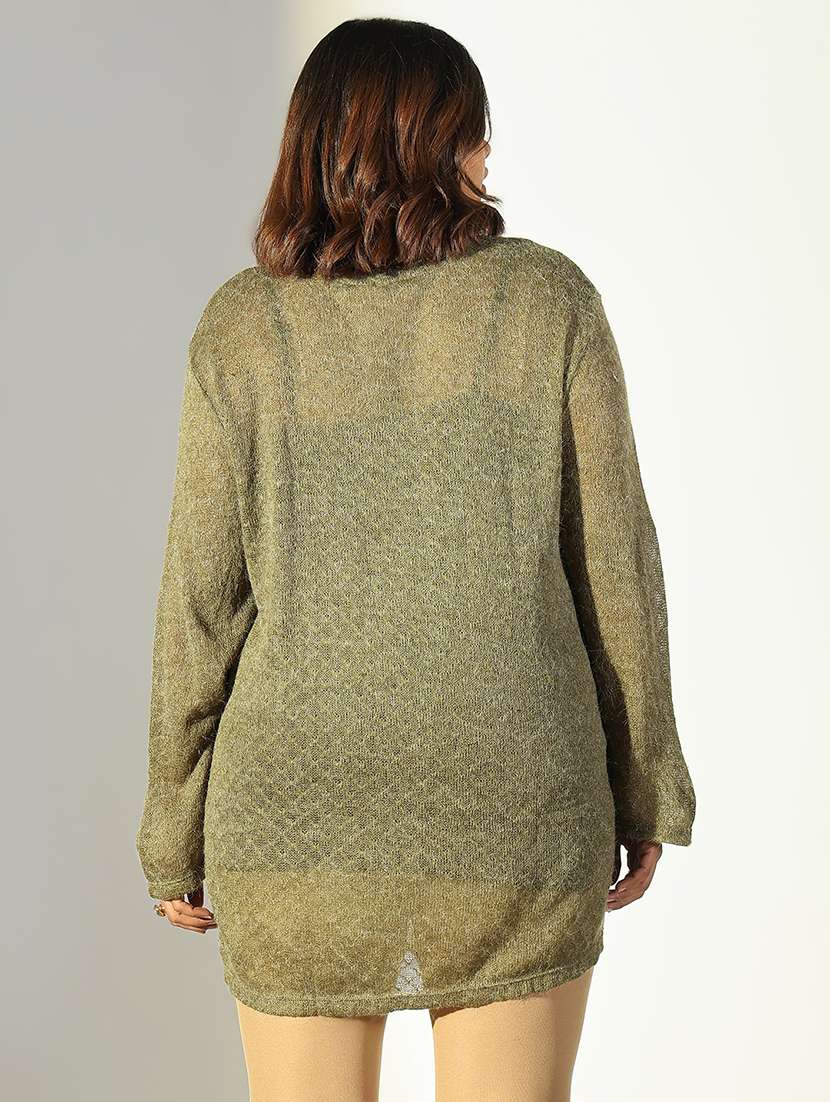 women olive self design sheath dress - 21682097 -  Standard Image - 3