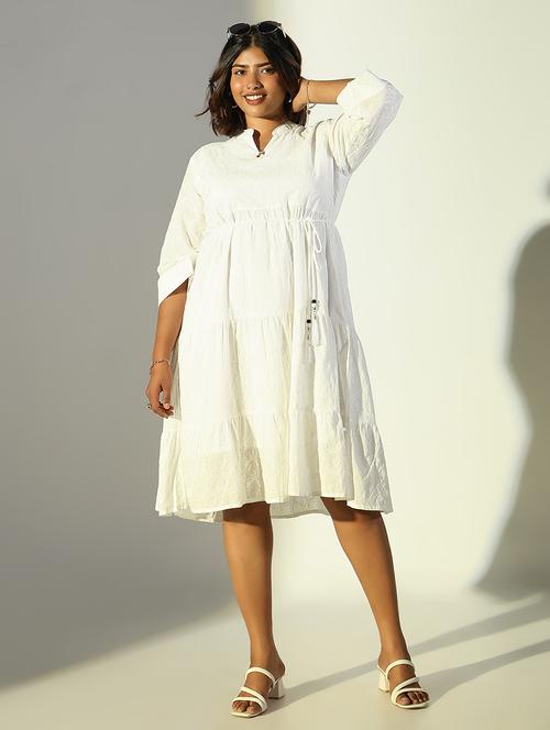 women white embroidered tiered dress - 21682098 - Standard Image - 0
