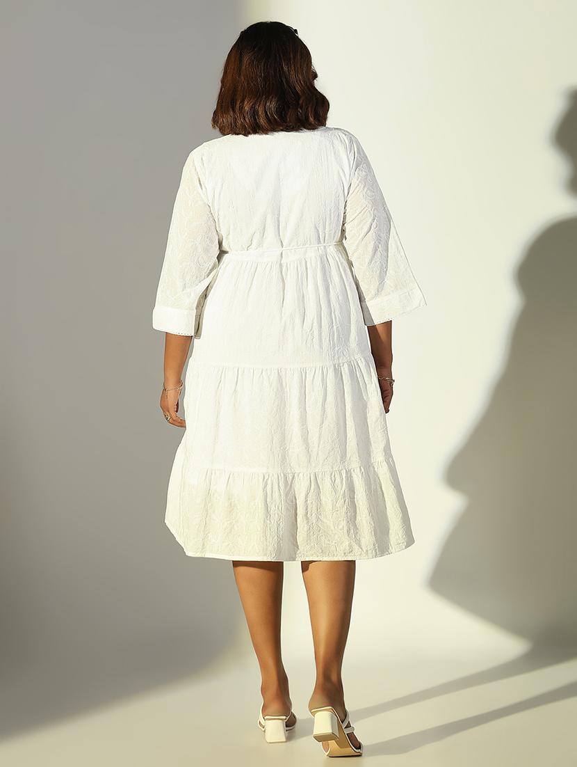 women white embroidered tiered dress - 21682098 - Standard Image - 3