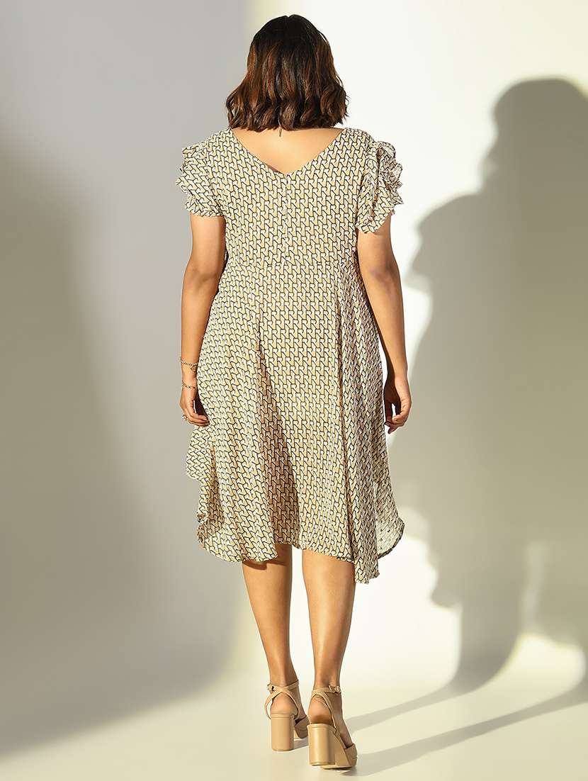 women geometric printed asymmetric dress - 21682104 - Standard Image - 3
