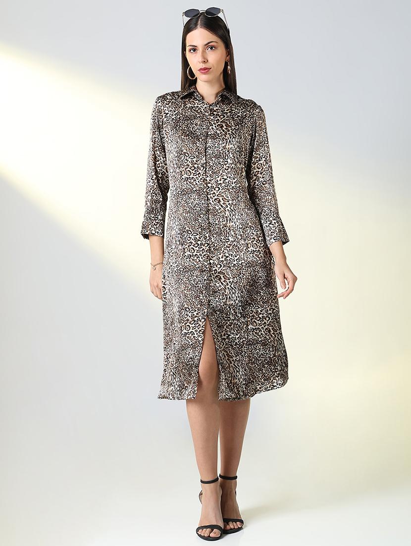 women animal pint collared shirt dress - 21682106 - Zoom Image - 0