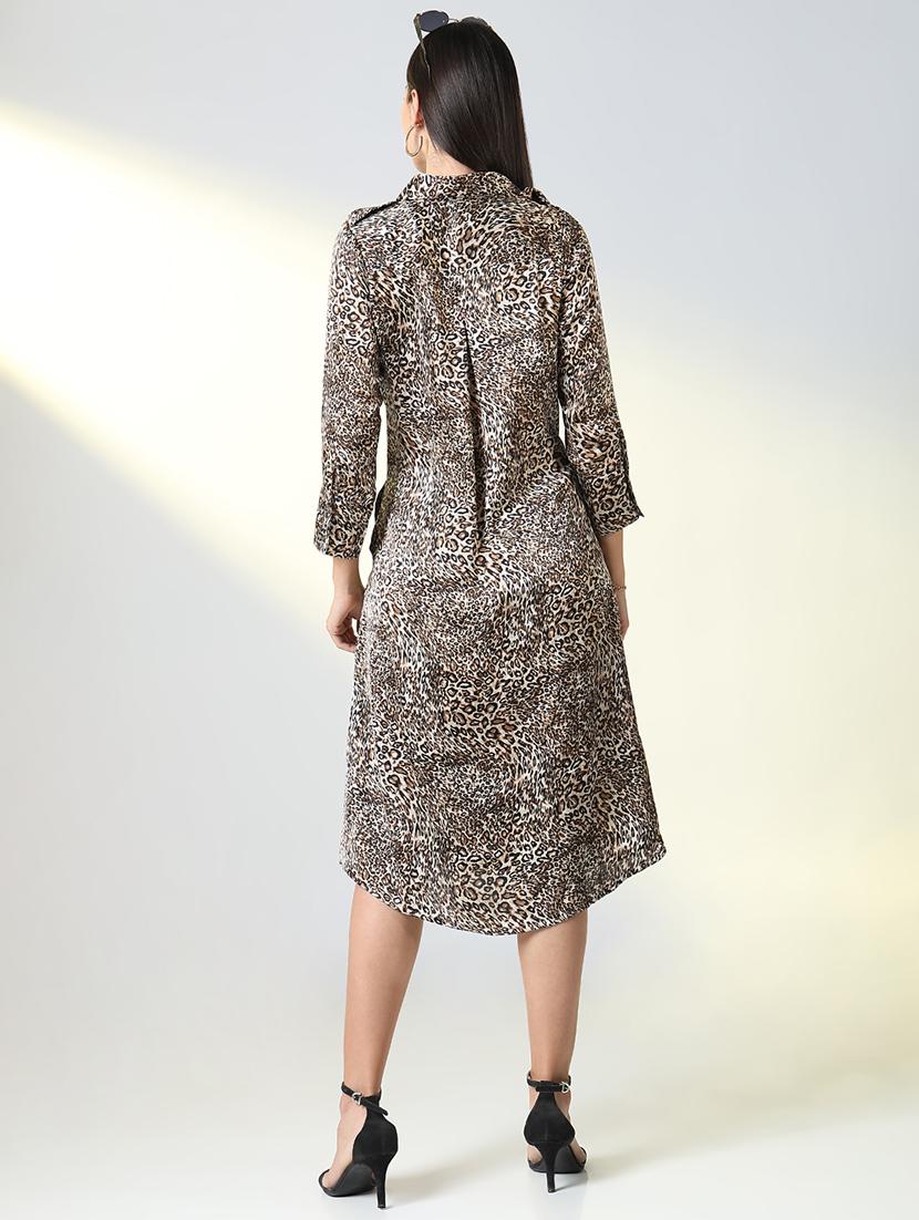 women animal pint collared shirt dress - 21682106 - Standard Image - 3