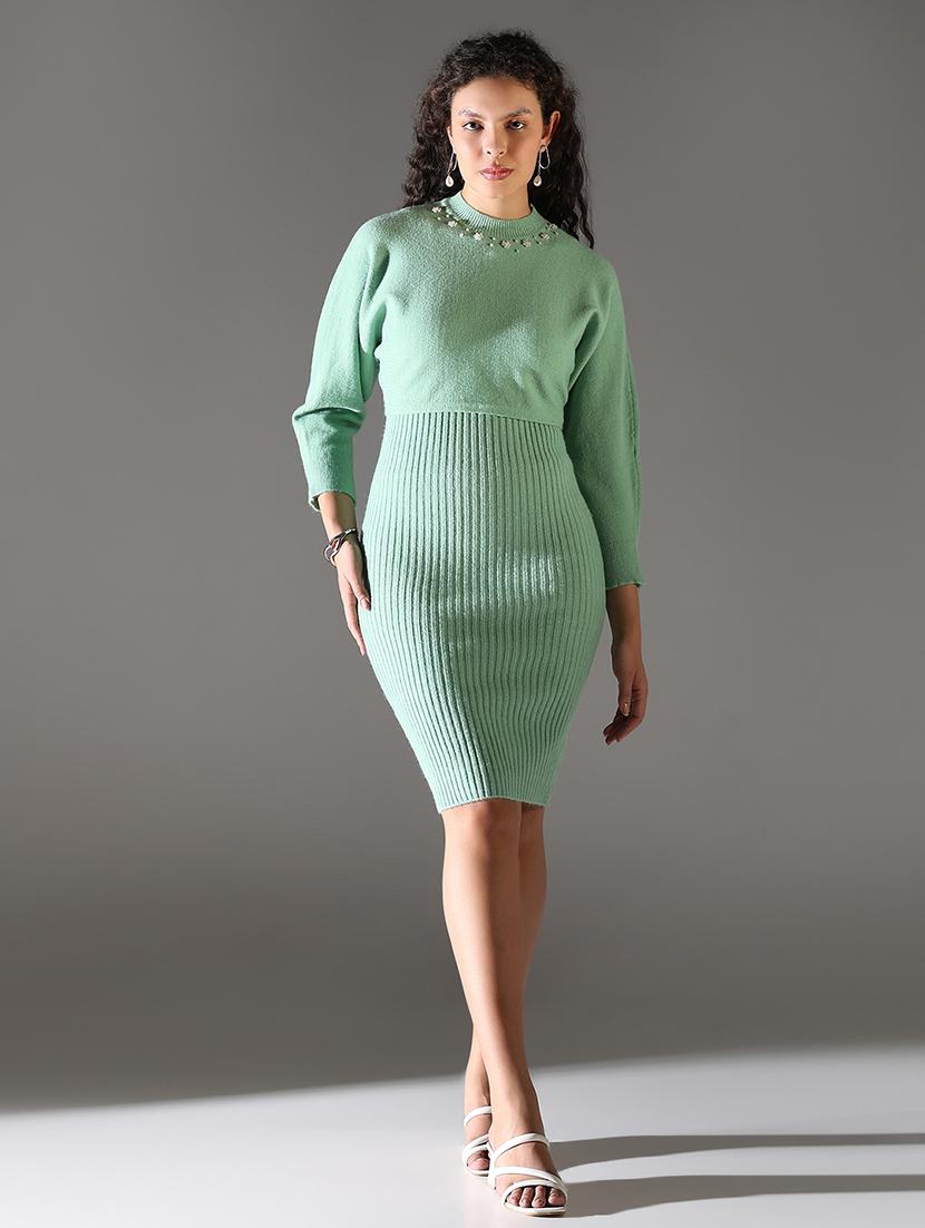 women solid winter wear bodycon dress with pullover - 21682108 -  Zoom Image - 0