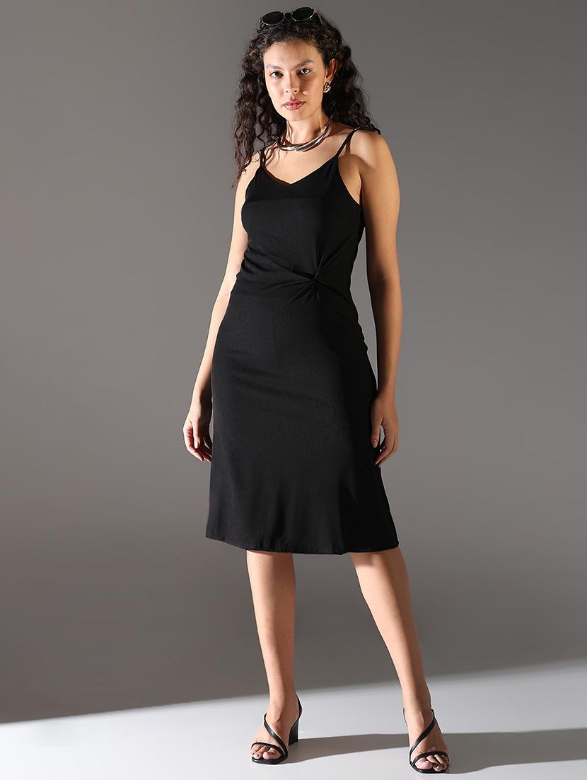 women solid shoulder strap a-line dress - 21682120 - Zoom Image - 0