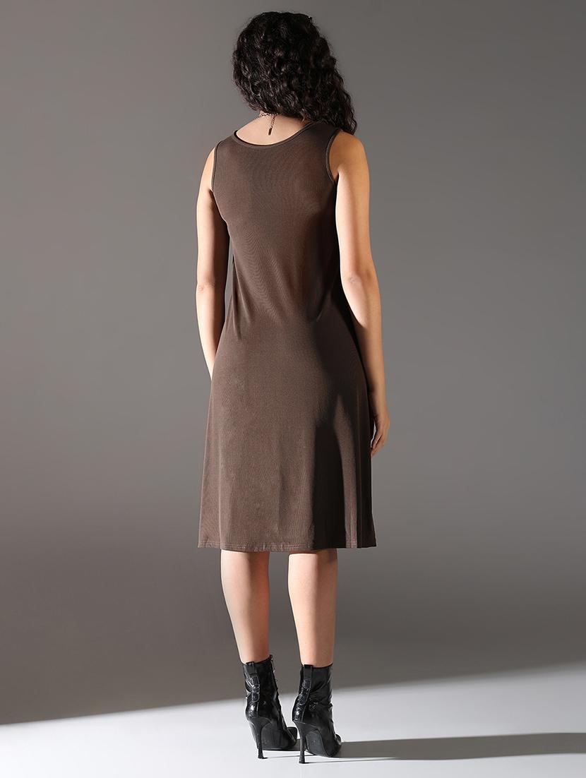 women solid sleeveless a-line dress - 21682121 - Standard Image - 3