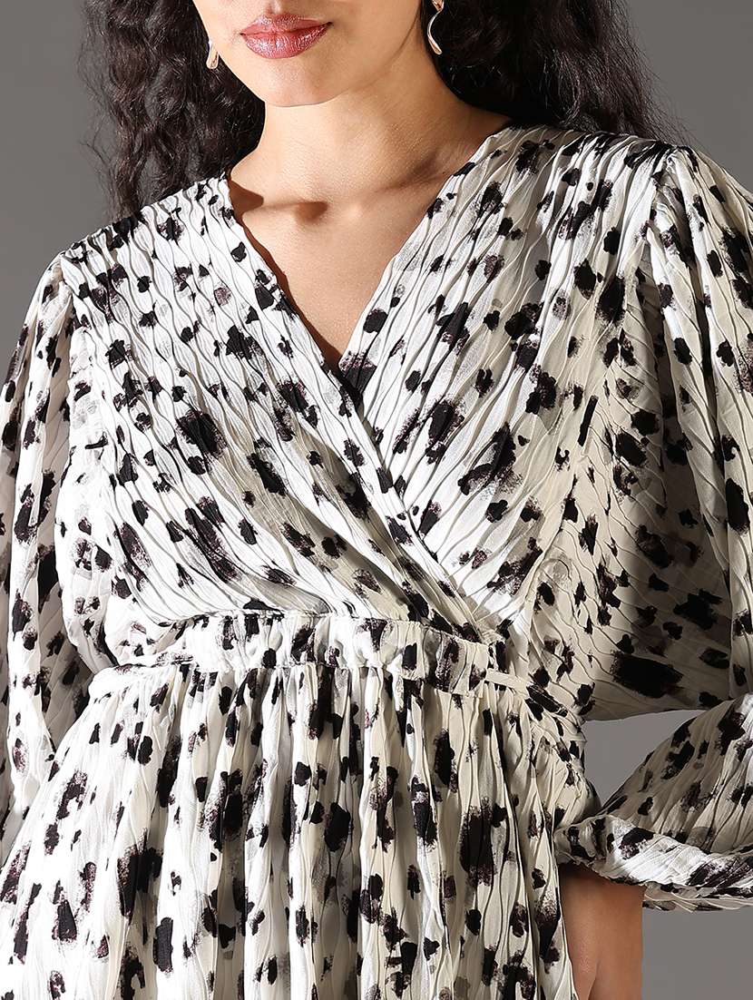 women printed batwing sleeve fit & flare dress - 21682122 -  Standard Image - 5