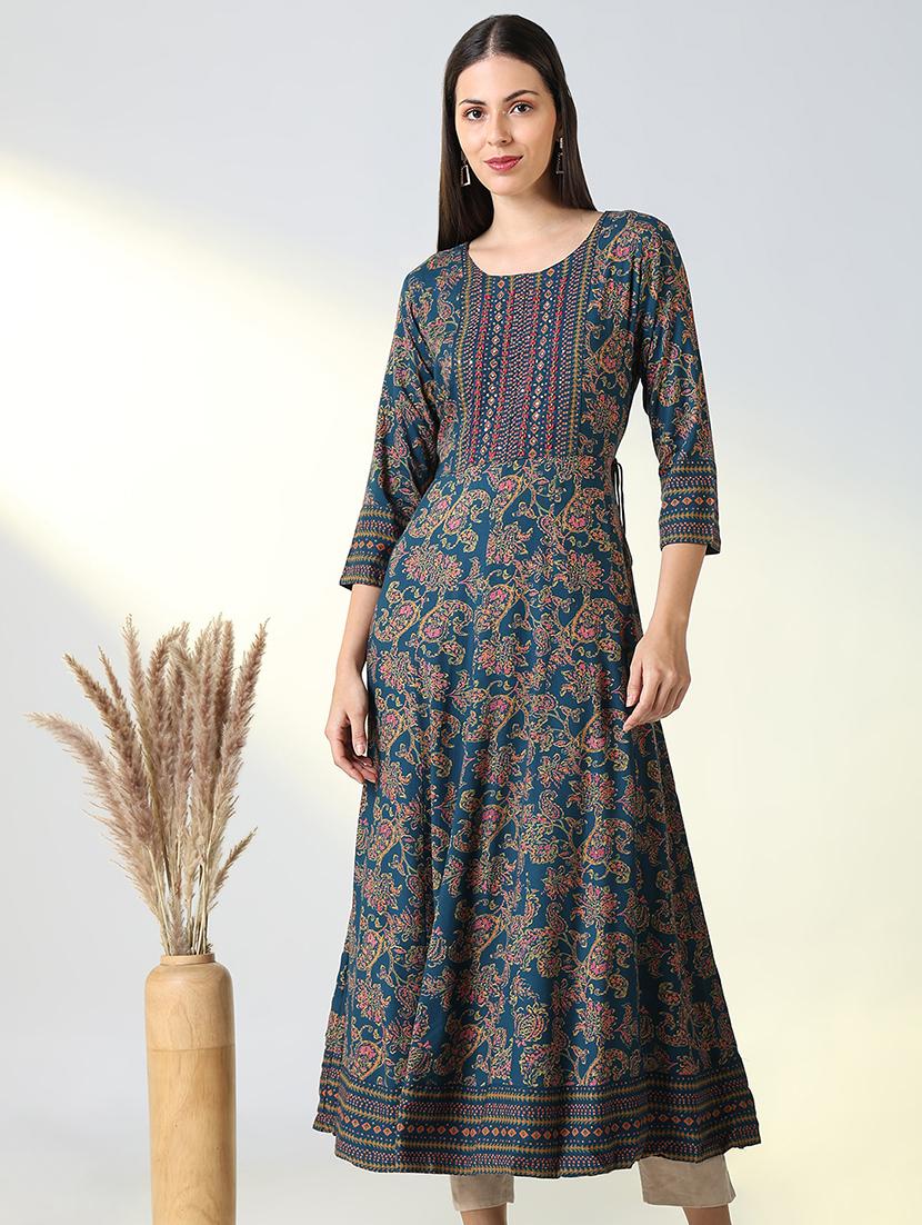 women teal paisley printed round neck - 21682141 - Zoom Image - 0