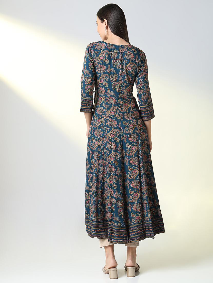 women teal paisley printed round neck - 21682141 - Standard Image - 3