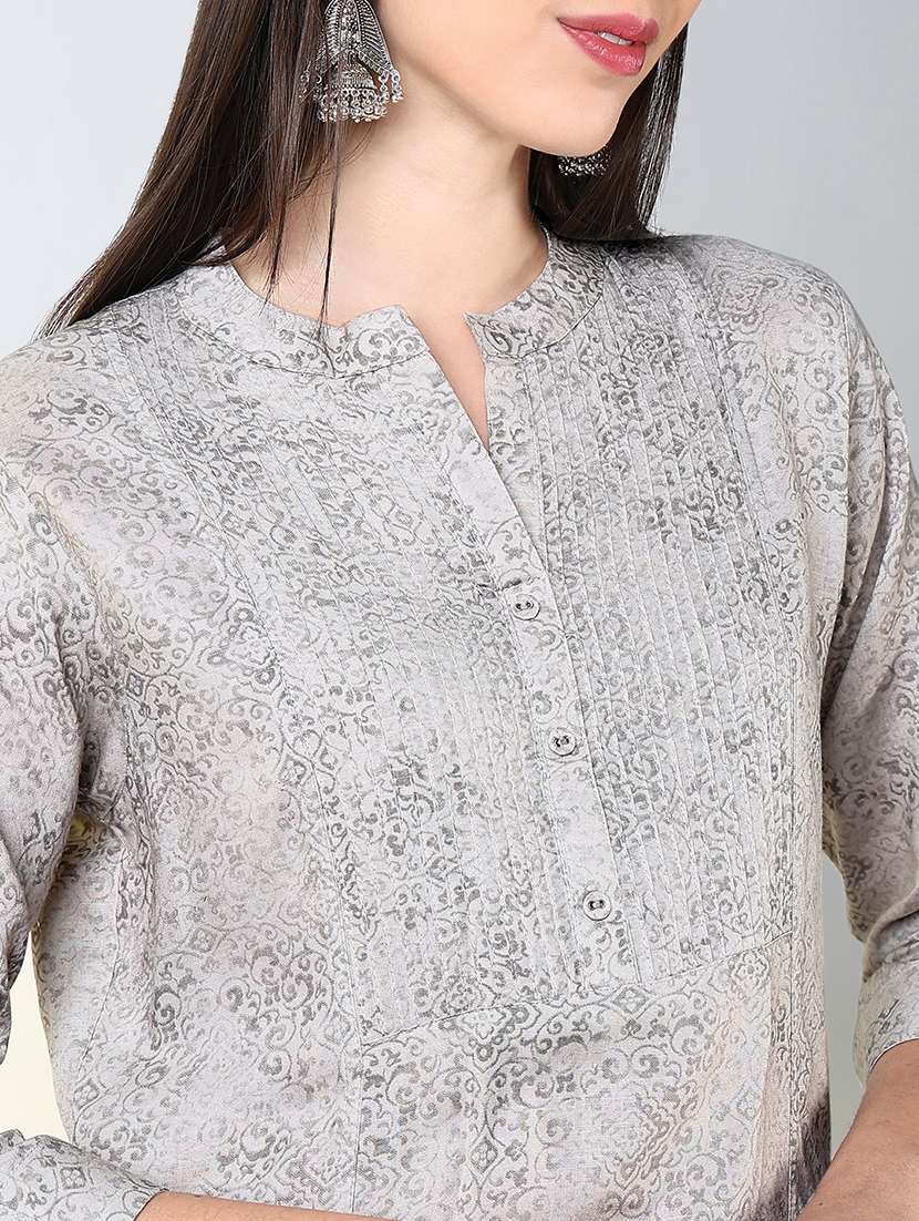 women printed three quarter sleeve straight kurta - 21682145 -  Standard Image - 5