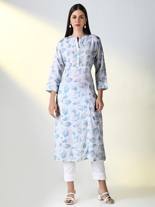 women printed three quarter sleeve straight kurta - 21682146 - Standard Image - 0