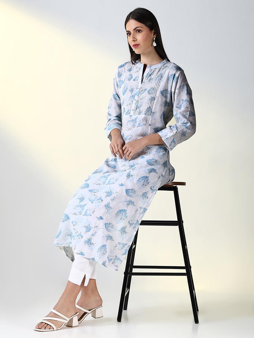 women printed three quarter sleeve straight kurta - 21682146 - Standard Image - 3