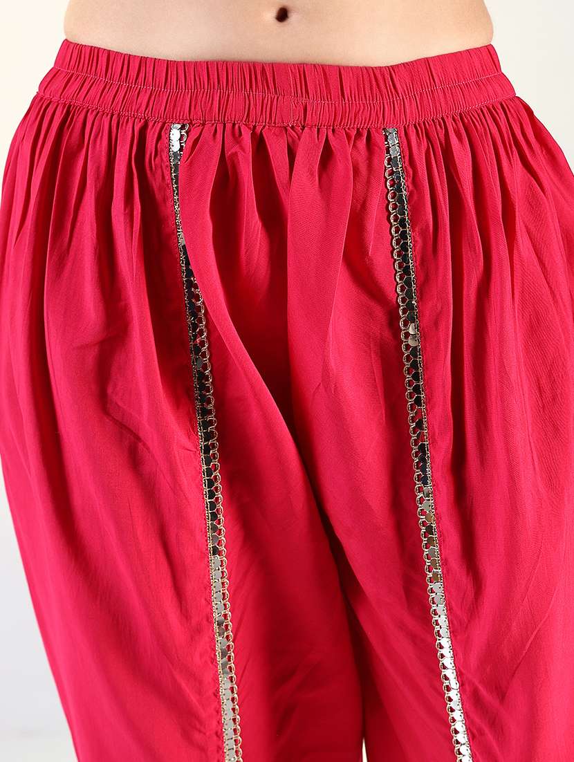 women pink mirror work dhoti kurta set - 21682158 -  Standard Image - 5