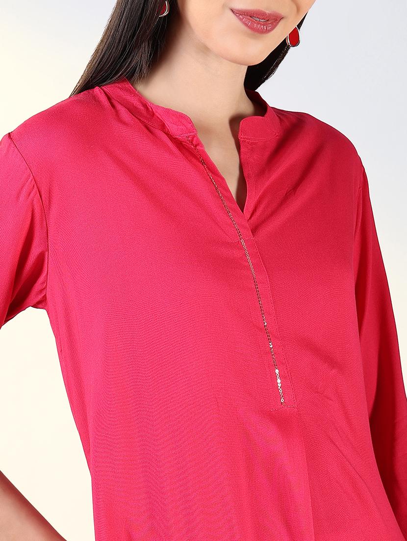 women pink solid kurta palazzo set - 21682159 - Standard Image - 5