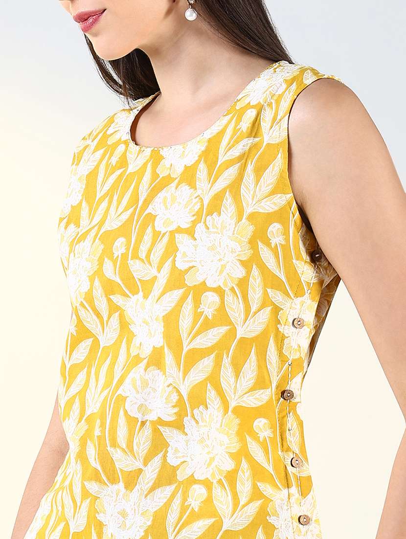 women yellow floral printed kurta pant set - 21682164 -  Standard Image - 5