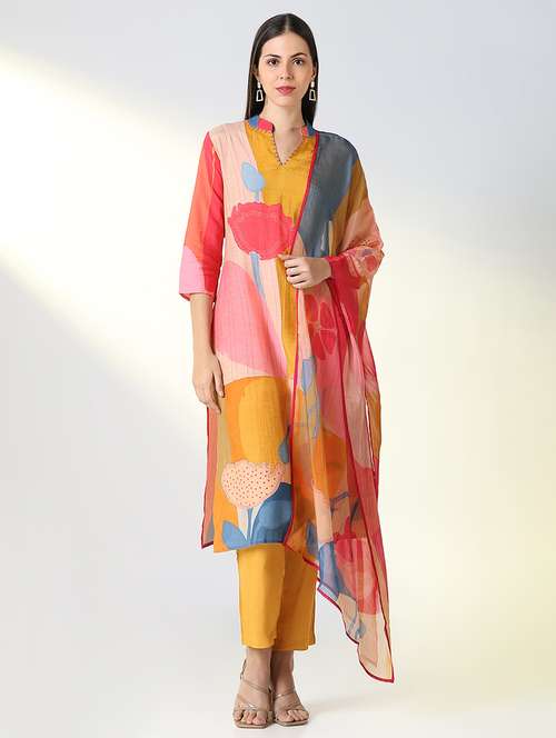 women multi color printed kurta pant set with dupatta - 21682196 - Standard Image - 0