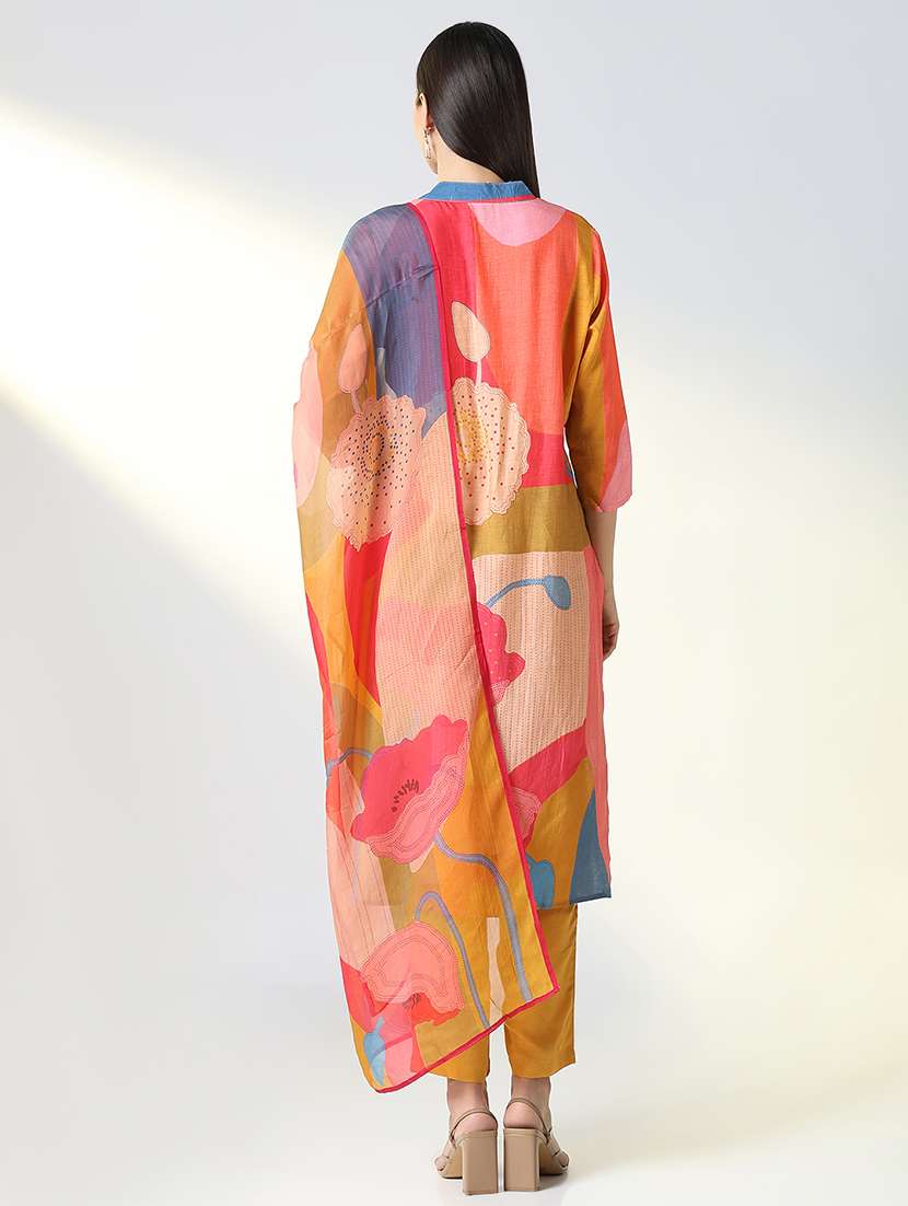 women multi color printed kurta pant set with dupatta - 21682196 - Standard Image - 3