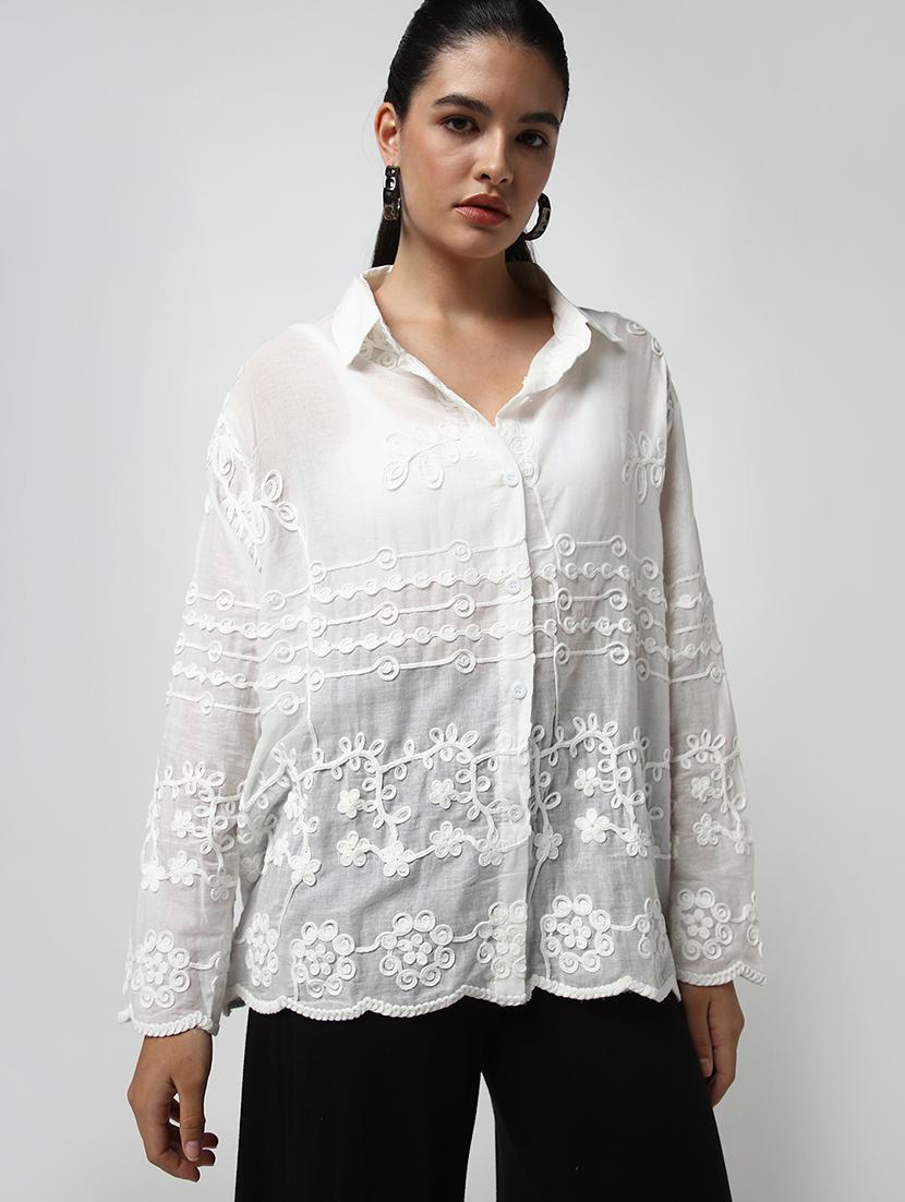 women embroidered long sleeve shirt - 21682207 - Zoom Image - 0