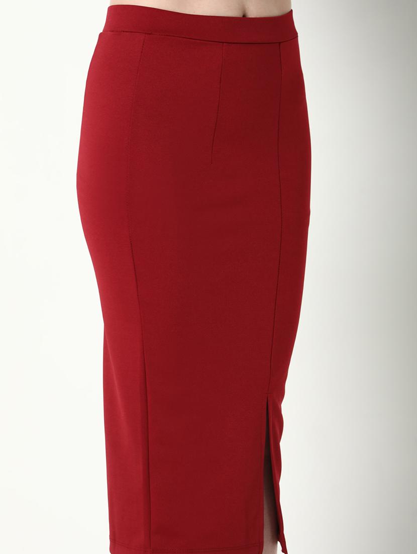 women red solid pencil skirt - 21682211 - Standard Image - 5