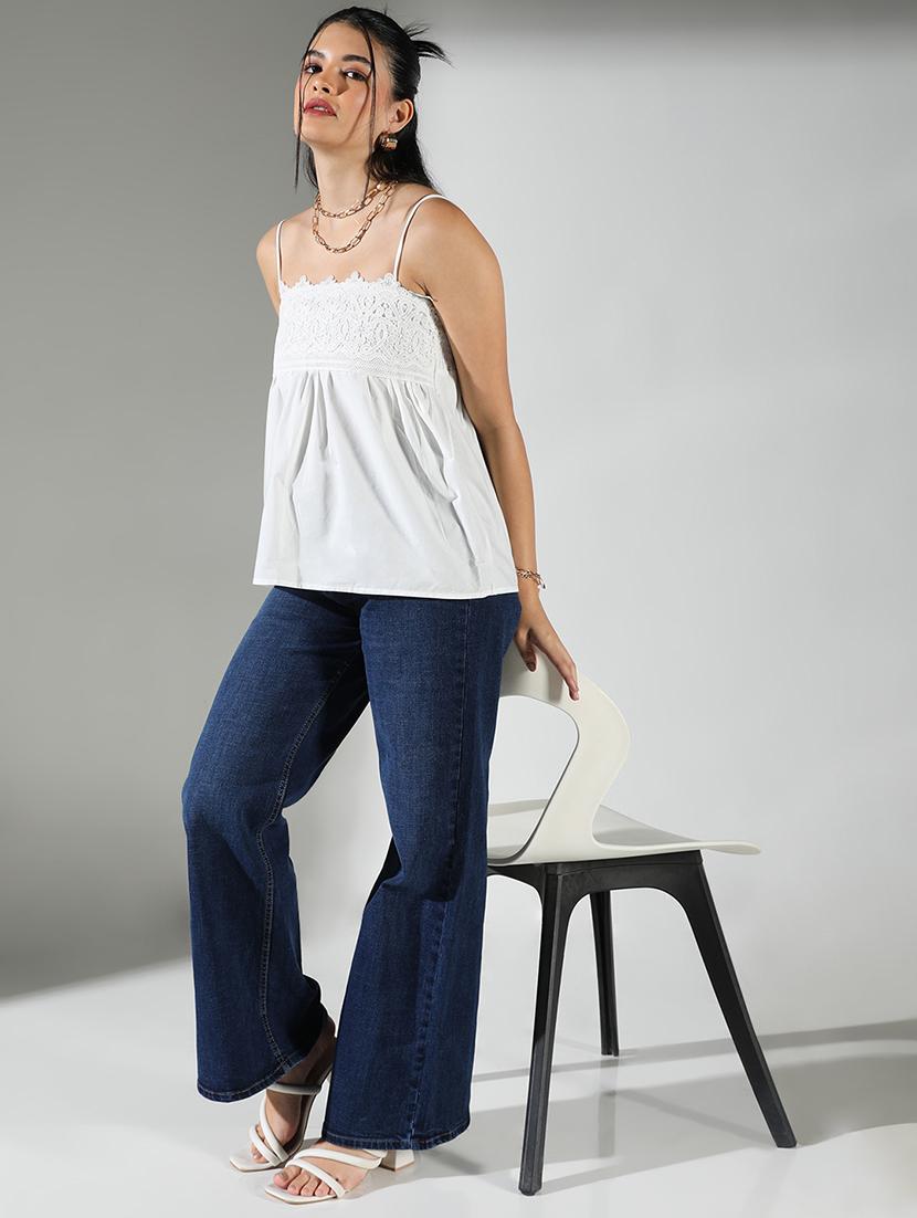 women lace detailed shoulder strap neck top - 21682223 - Standard Image - 5