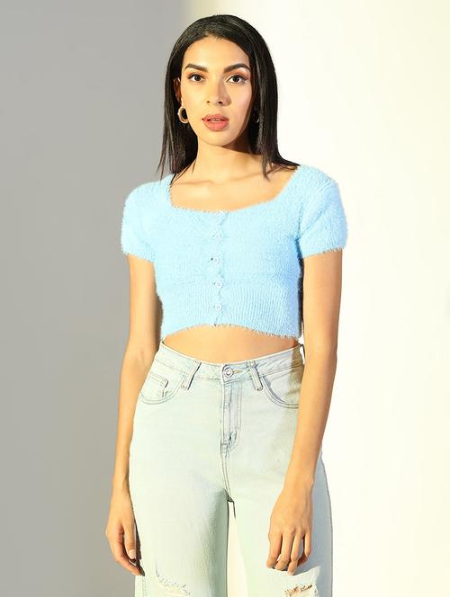 women solid short sleeves crop top - 21682232 -  Standard Image - 0