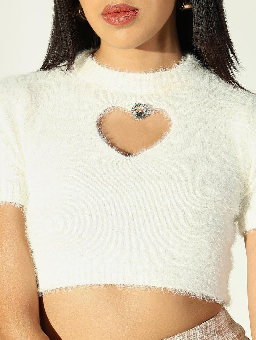women solid short sleeves crop top - 21682240 - Standard Image - 5