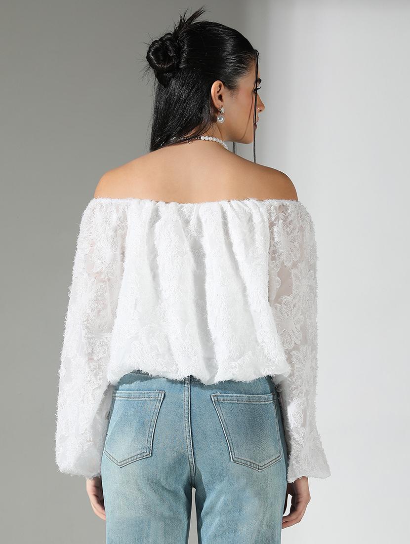 women white self designed puff sleeve top - 21682255 - Standard Image - 3