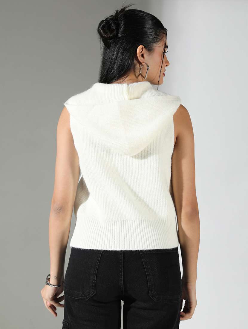 women solid hooded neck regular top - 21682273 -  Standard Image - 3