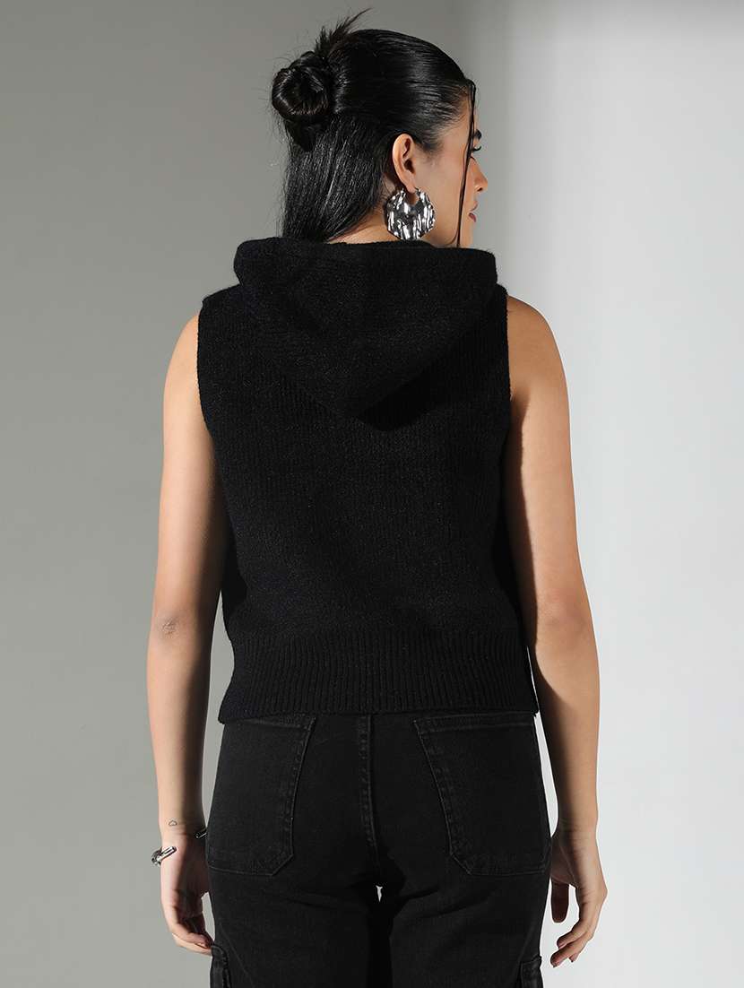 women solid hooded neck regular top - 21682274 -  Standard Image - 3