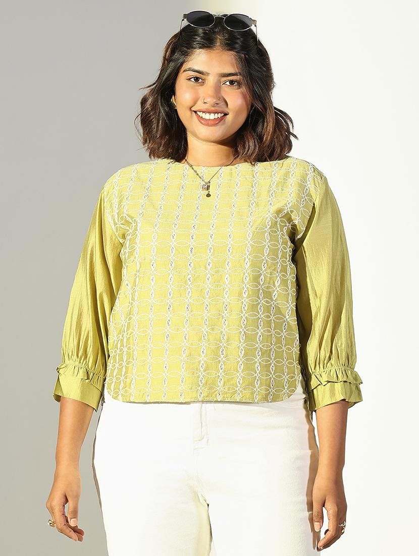women embroidered puff sleeve top - 21682282 - Zoom Image - 0