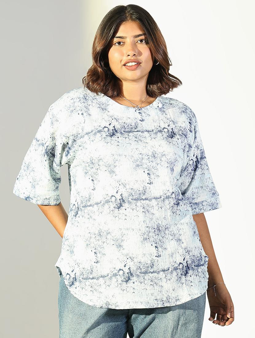 women plus size printed three quarter sleeves top - 21682288 - Zoom Image - 0