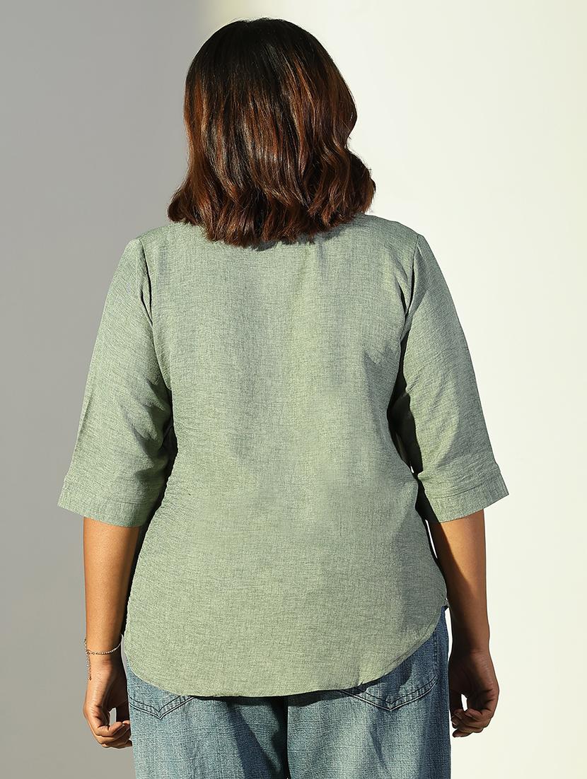 women solid short sleeve regular top - 21682289 - Standard Image - 3