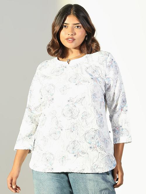 women plus size printed three quarter sleeves top - 21682290 -  Standard Image - 0