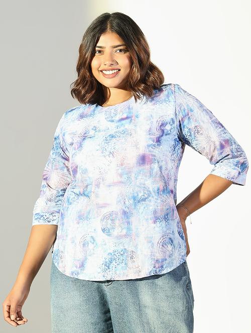 women plus size printed three quarter sleeves top - 21682294 - Standard Image - 0