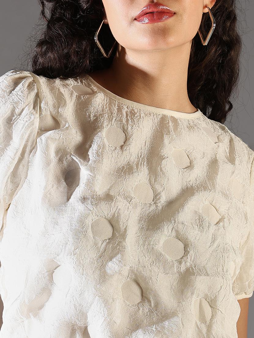 women solid puff sleeve crop top - 21682308 - Standard Image - 5