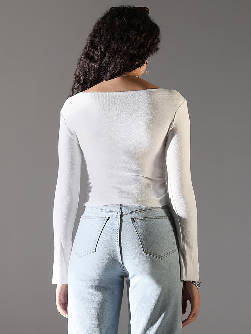women white solid long sleeve regular top - 21682311 - Standard Image - 3