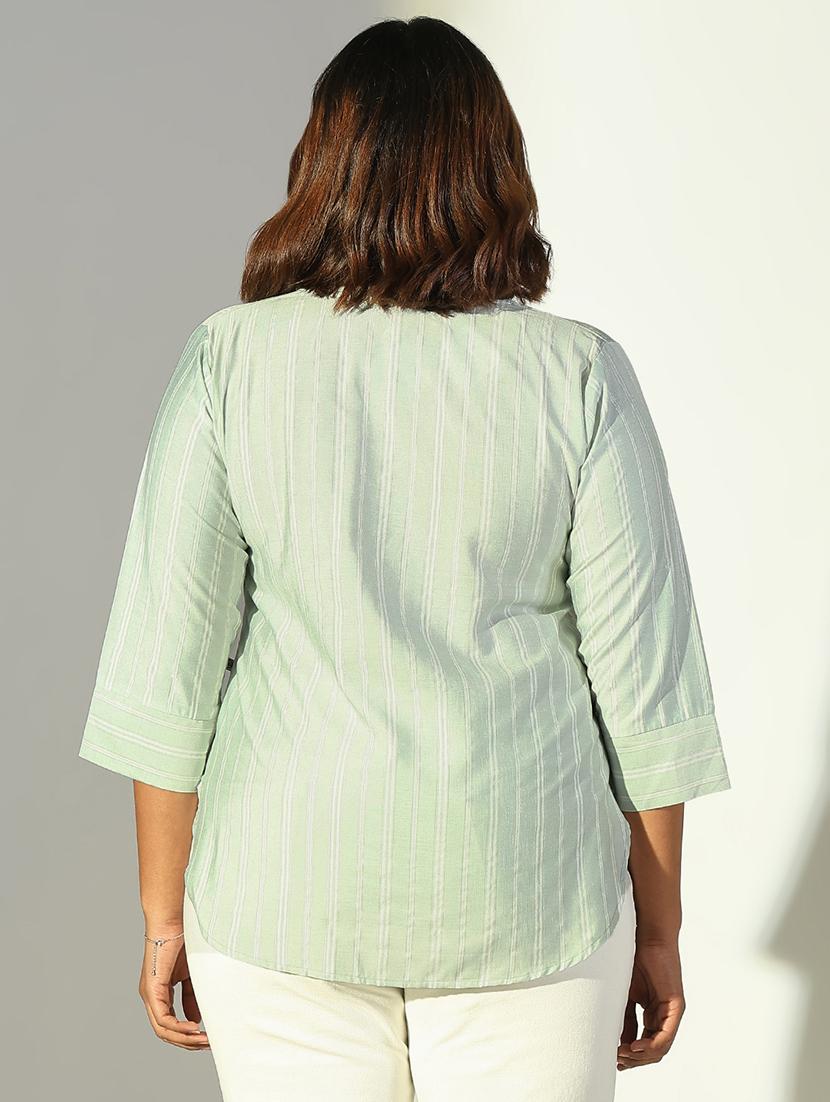 women stripe printed three quarter sleeve top - 21682316 - Standard Image - 3