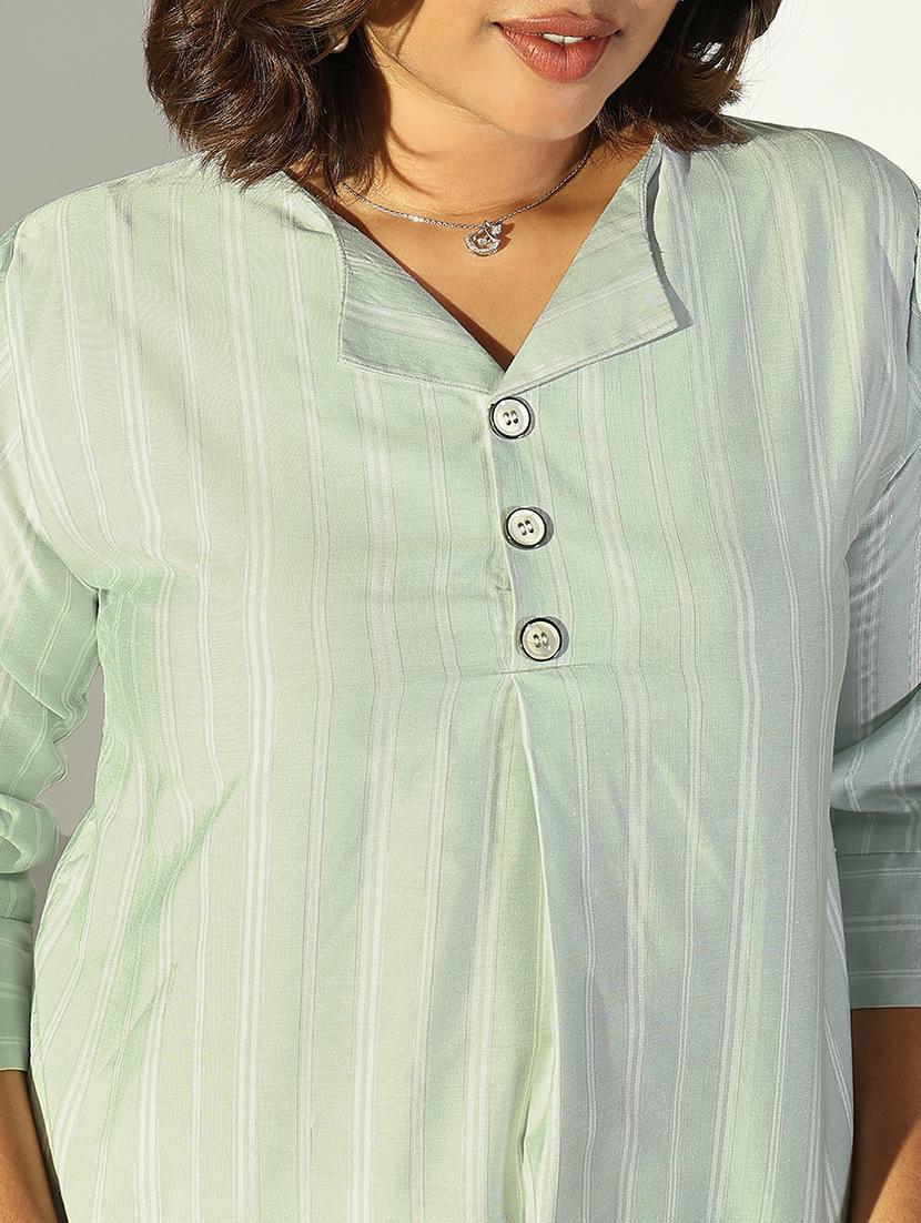 women stripe printed three quarter sleeve top - 21682316 - Standard Image - 5