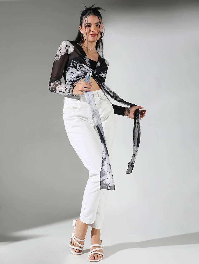 women printed long sleeve crop top - 21682320 -  Standard Image - 5