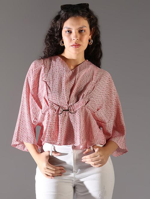 women red printed v neck top - 21682324 -  Standard Image - 0