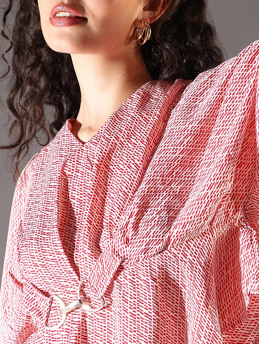 women red printed v neck top - 21682324 - Standard Image - 5