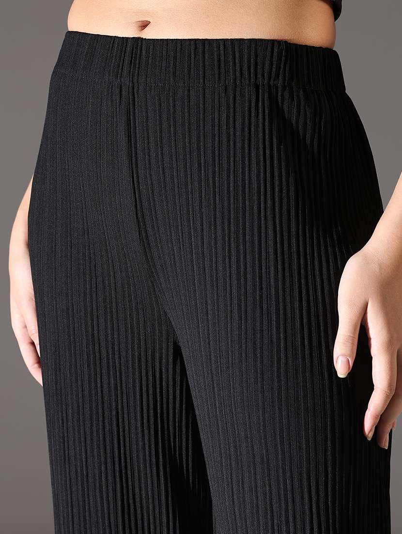 women solid high rise wide leg trouser - 21682325 -  Standard Image - 5