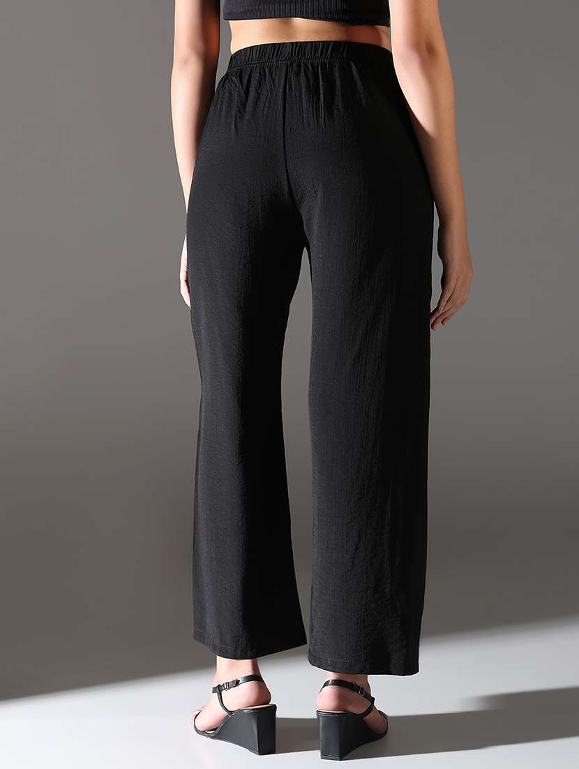 women high rise solid wide leg trouser - 21682332 -  Standard Image - 3