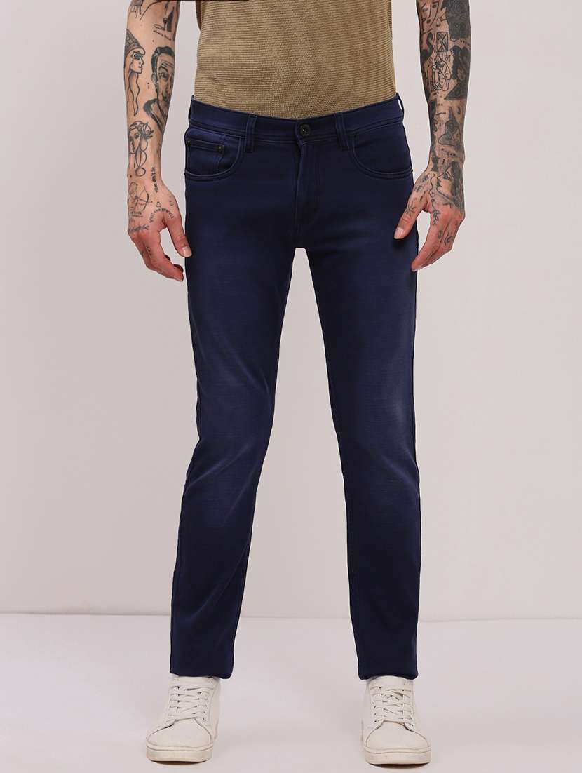 men low rise slim fit plain jeans - 21682338 - Zoom Image - 0